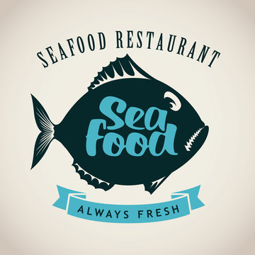 Vector banner with a picture of fish for seafood restaurant