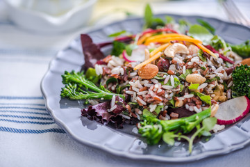 peanuts and broccoli salad with rice