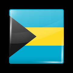 Flag of Bahamas. Glossy Icon Square Shape