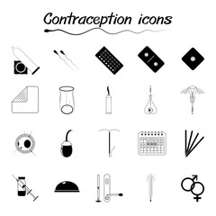 Contraception icons set