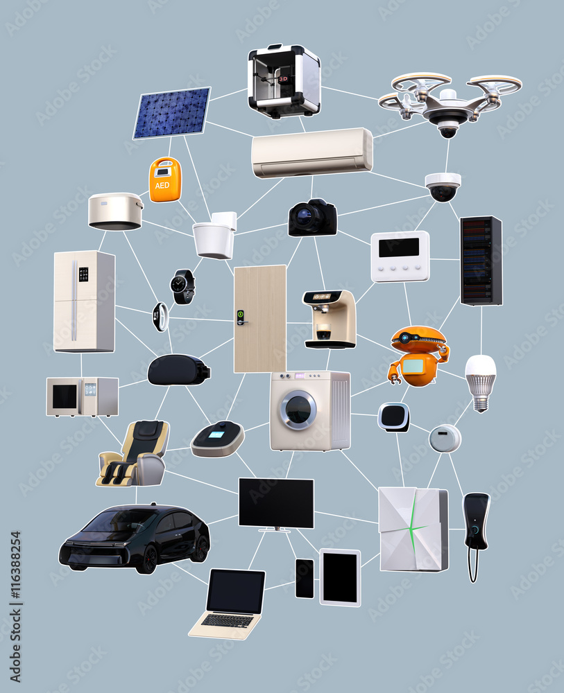 Poster internet of things concept for consumer products. 3d rendering image.