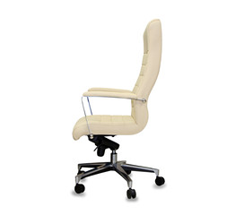 The office chair from beige leather. Isolated