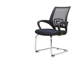 Fototapeta premium Modern office chair from black cloth isolated over white