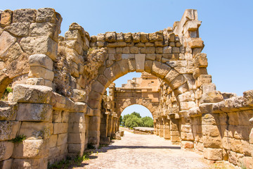 view ancient  roman city of Tindarys, Sicily - obrazy, fototapety, plakaty