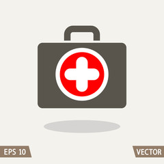 Medical first aid kit flat icon isolated on light background. Medicine chest symbol. Vector illustration for web and commercial use.
