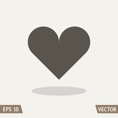 Heart icon isolated on light background. Flat design style. Vector illustration for web and commercial use.