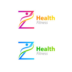 Abstract letter Z logo design template with Health Fitness Logo