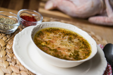 Traditional turkish chicken broth soup