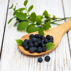 Blueberries on a old wooden background