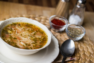 Traditional turkish chicken broth soup