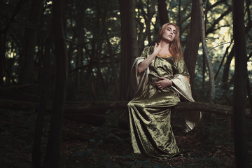 Beautiful elvish woman in the woods