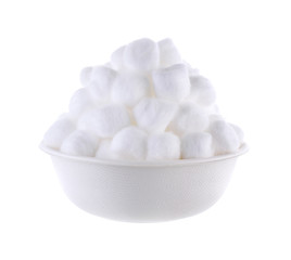 Fototapeta na wymiar Cotton in bowl on white background
