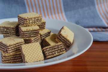 Wafer biscuits on saucer