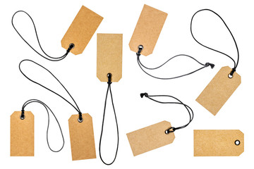 Cardboard price tags or sales label on white background