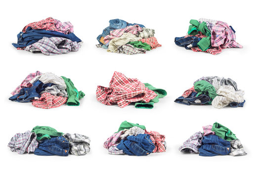 Sets Of Clothes Isolated On White Background.