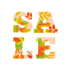 Sale word from colorful leaves.