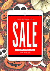 shopping online happy halloween sale promotion offer concept 