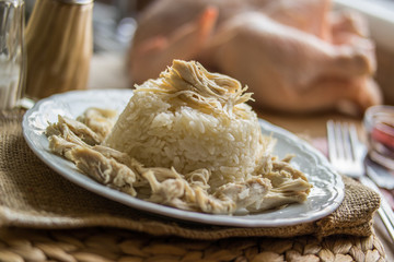 Traditional Turkish chicken on a rice (tavuklu pilav).