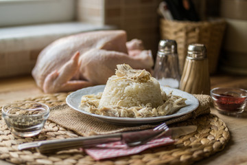 Traditional Turkish chicken on a rice (tavuklu pilav).