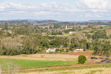 Fototapeta premium Farm and mountain