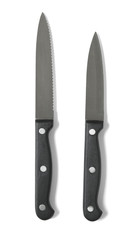 Assorted sharp kitchen knifes isolated on a white background