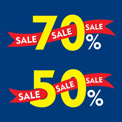 50 and 70 percentage discount sale banner design vector
