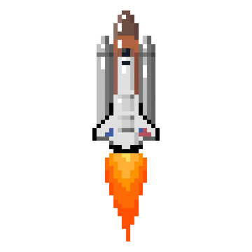 Space Shuttle Flying Pxiel - Isolated Vector Illustration