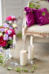 candles flowers and ivy