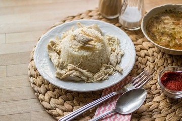 Turkish traditional chicken on a rise (tavuklu pilav) and chicke