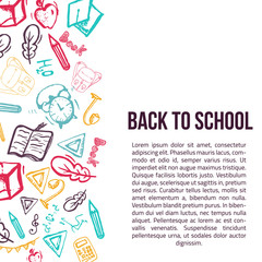 Back to School banner isolated on white background with doodle elements. Vector illustration can be used for greeting cards, clothes.