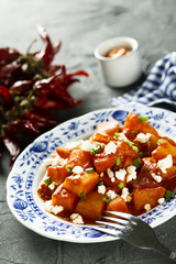 Potato goulash with tomatoes