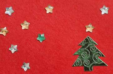 Christmas decoration on red background