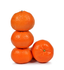 Fresh mandarins isolated on white background