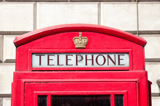 Red telephone box London