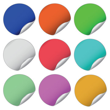 different colored round stickers set