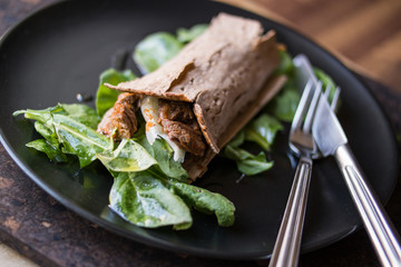 Diet wrap with meat and greens