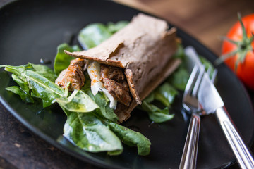 Diet wrap with meat and greens