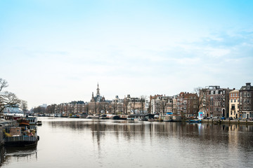 Obraz premium Amsterdam, Netherlands - March 31, 2016 : Beautiful view of Amst