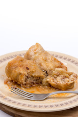 Minced meat with rice stuffed in cabbage
