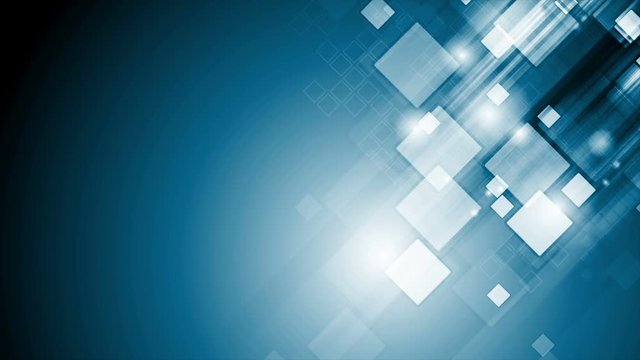 Abstract blue tech geometric motion background with squares. Video animation Ultra HD 4K 3840x2160