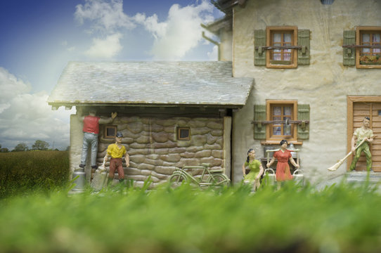 simple life in countryside of mini family