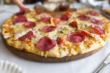 Pizza on desk