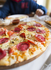 Pizza on desk