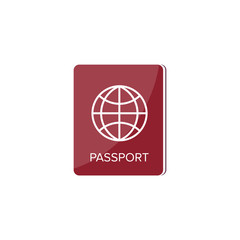 Passport in a flat style. Travel, emigration. Citizenship. Passenger document. Vector illustration.