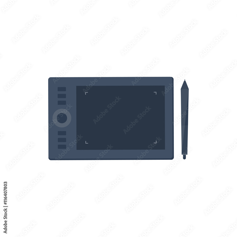 Aufkleber graphic tablet in a flat style. digital drawing. web design. graphics. vector illustration.