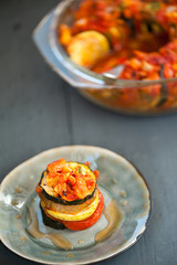 Ratatouille on a grey plate