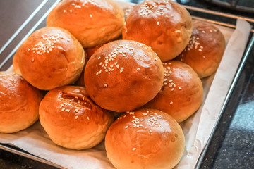 close up beautiful Buns in the tray for meal/breakfast