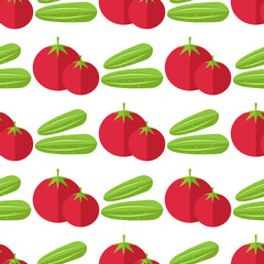 tomatoes and cucumbers seamless pattern