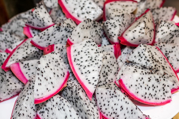 close up top view of the peeled dragon fruits