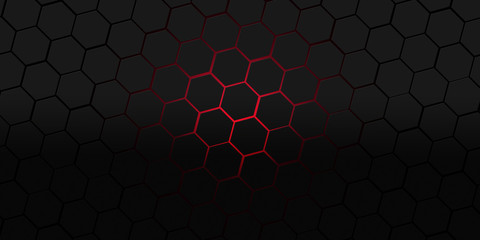 black and red hexagons modern background illustration